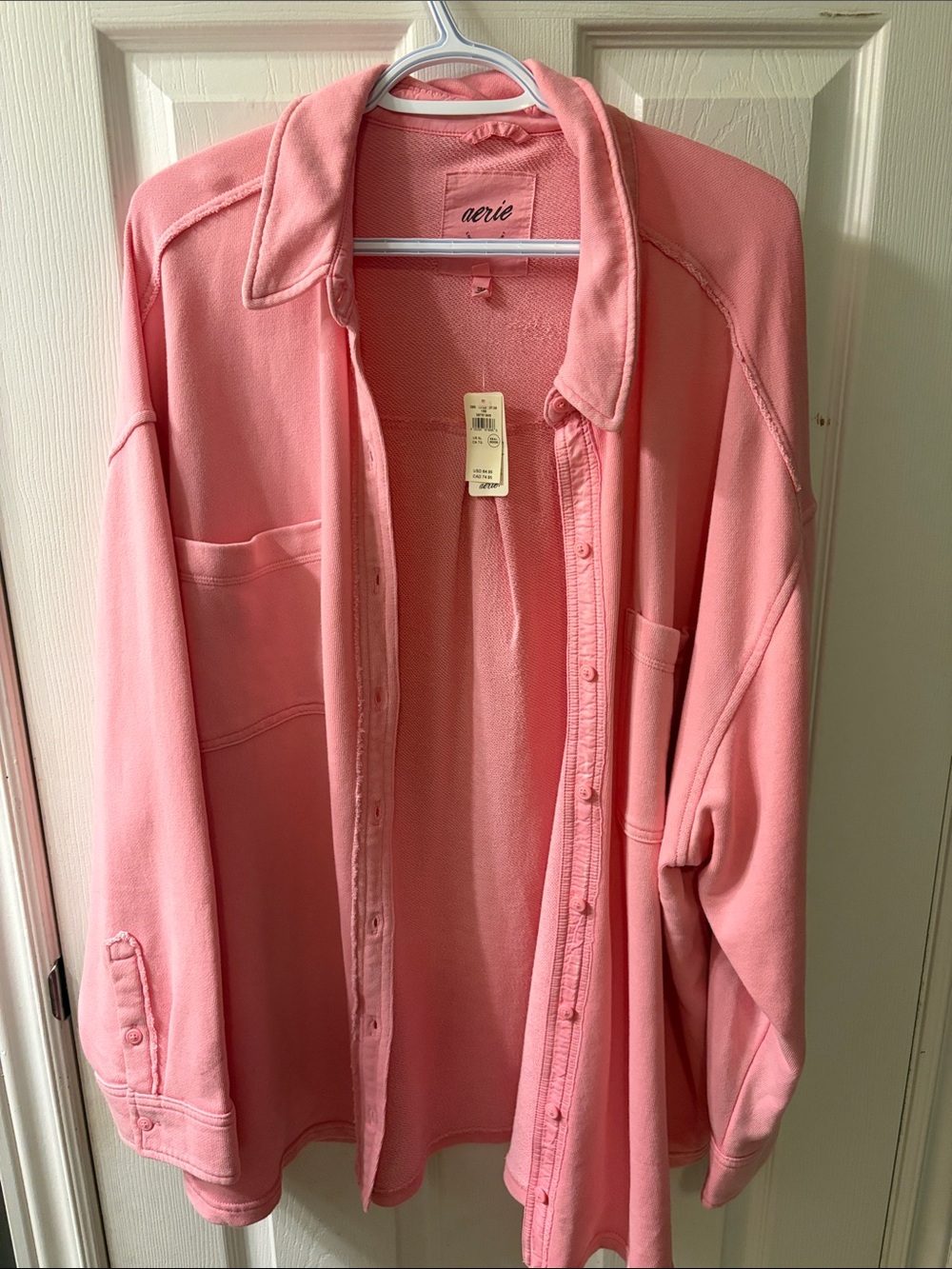 aerie Women’s Relaxed Pink Button-Down Shirt Jacket